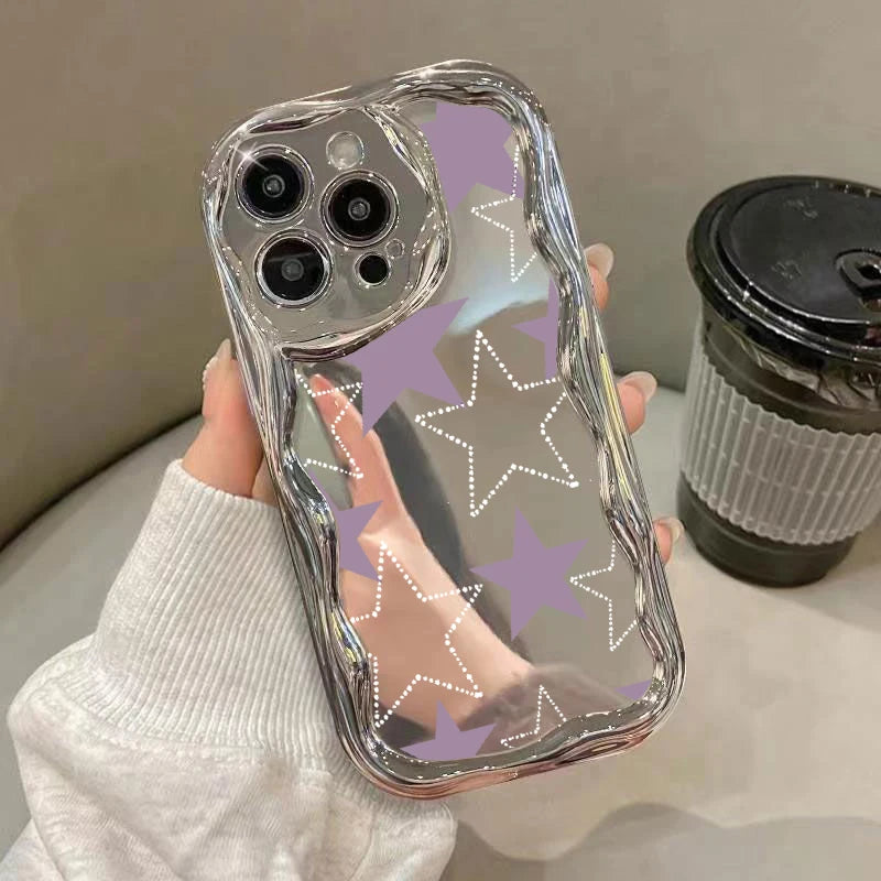 Cute Phone Cases For iPhone 11, 12 Pro, 13, 14 Pro Max, and 14 Plus - Plating Sliver, StarS, 3D Heart, Bow Keychain - TSP375