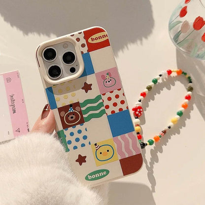 Cute Phone Cases For iPhone 16, 15, 14, 13, 12, 11 Pro Max, 16 Plus - Chocolate Bear, Pink Bunny Stripes, Dots Art - IC1440 - Touchy Style