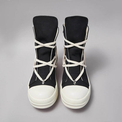 Brand Women Sneaker Casual High Top Lace Up Men Shoe Pentagram Black ricks Luxury Designer owens Canvas Zip Flat Ankle Boot - Touchy Style