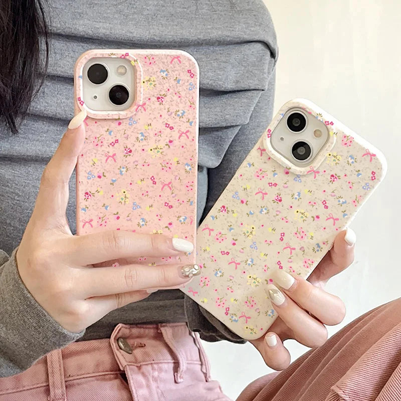 Cute Flower Phone Case For iPhone 11 14 13 12 15 16 Pro Max 8 6 7 Plus XR XS X SE 2022 2020 Wheat Straw Shockproof Matte Cover
