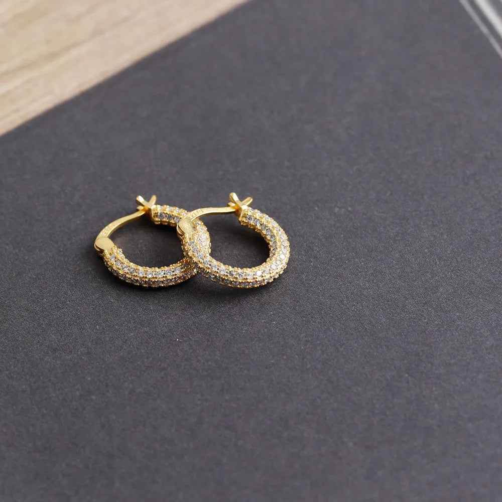 925 Sterling Silver Hoop Earrings Charm Jewelry - Full Zircon - MD225 - Touchy Style