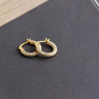 925 Sterling Silver Hoop Earrings Charm Jewelry - Full Zircon - MD225 - Touchy Style