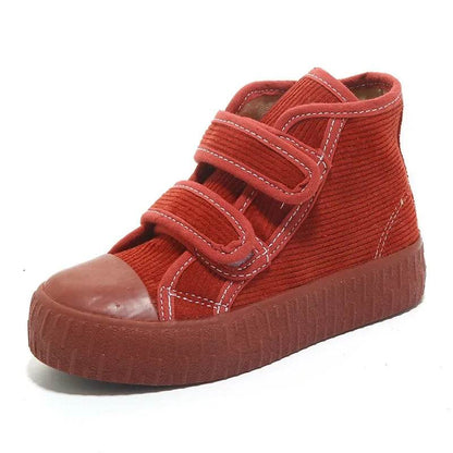 2024 Fashion Hook&amp;Loop Soft Corduroy Kids Sneakers School Casual All-match Children Girl Shoes High Top Autumn Boys Boots E08051 - Touchy Style