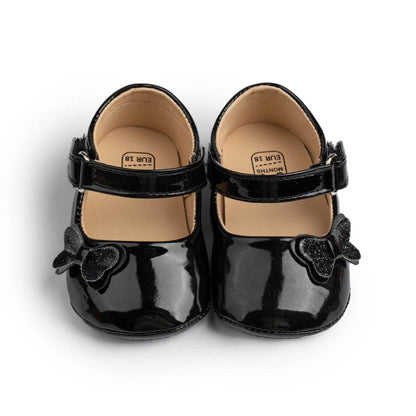 KIDSUN Baby Shoes Newborn Girl Princess PU Toddler Shoes Bow Decor Rubber Sole Anti-Slip First Walker Shoes 0-18M - Touchy Style