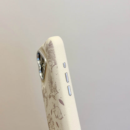 Cute Phone Cases For iPhone 16, 15, 14, 13 Pro Max - 3-in-1 Leather Animal Pattern Heart Lens Frame Puff - PC2420 - Touchy Style