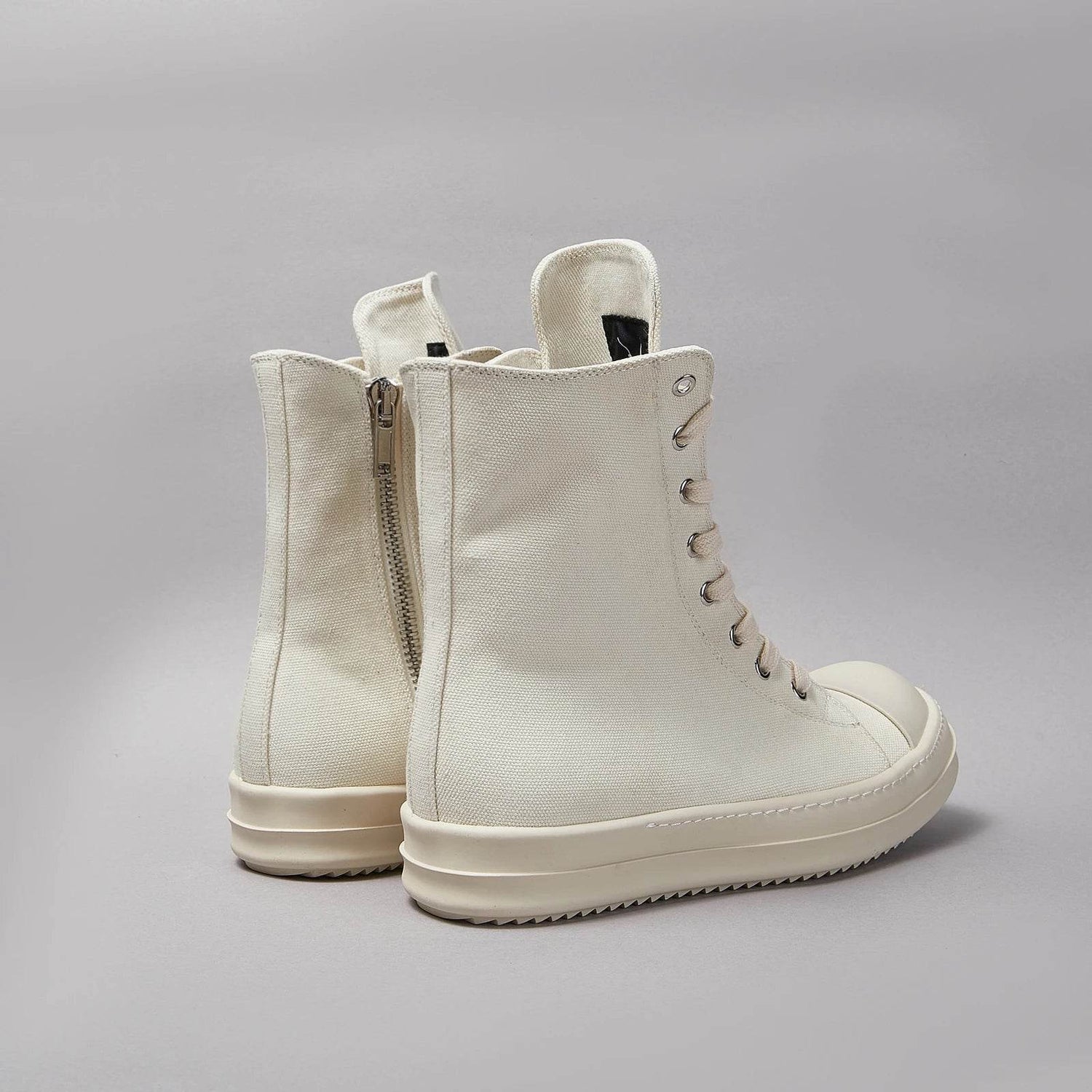 Brand Men Shoe Casual High Top Women Sneaker Quality White Designer O-wen Street New Fashion Zip Flat Canvas Brand Ankle Boot - Touchy Style