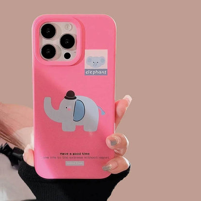 Cute Phone Cases For iPhone 16, 15, 14, 13, 12, 11 Pro Max, 16 Plus - Funny Elephant Hat Art - Cartoon Soft Cover - CP9311 - Touchy Style