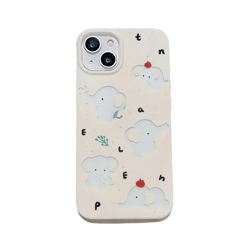 حافظات هواتف لطيفة لهاتف iPhone 15 Pro Max و14 و13 و12 و11 - فيل مجوف كرتوني - TSP265