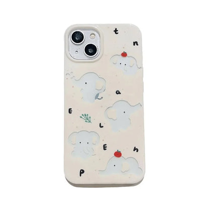 حافظات هواتف لطيفة لهاتف iPhone 15 Pro Max و14 و13 و12 و11 - فيل مجوف كرتوني - TSP265