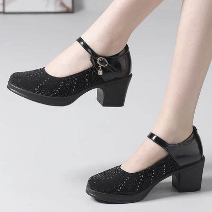 Fashion Women Pumps Mary Jane Thick Heels Patent Leather Shoes For Women Spring Autumn Platform Office Ladies Shoes - Touchy Style