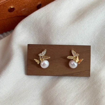 PANJBJ 925 Sterling Silver Butterfly Studs Earrings For Women Engaged Banquet Design Versatile Grace Jewelry Gift Dropshipping - Touchy Style