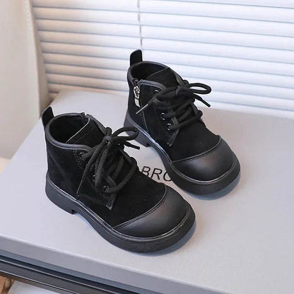 2024 New Girls Casual Shoes Non-slip Simple Children Fashion Boys Leather Boots Spring and Autumn New Kids Cotton Shoes Non-slip - Touchy Style