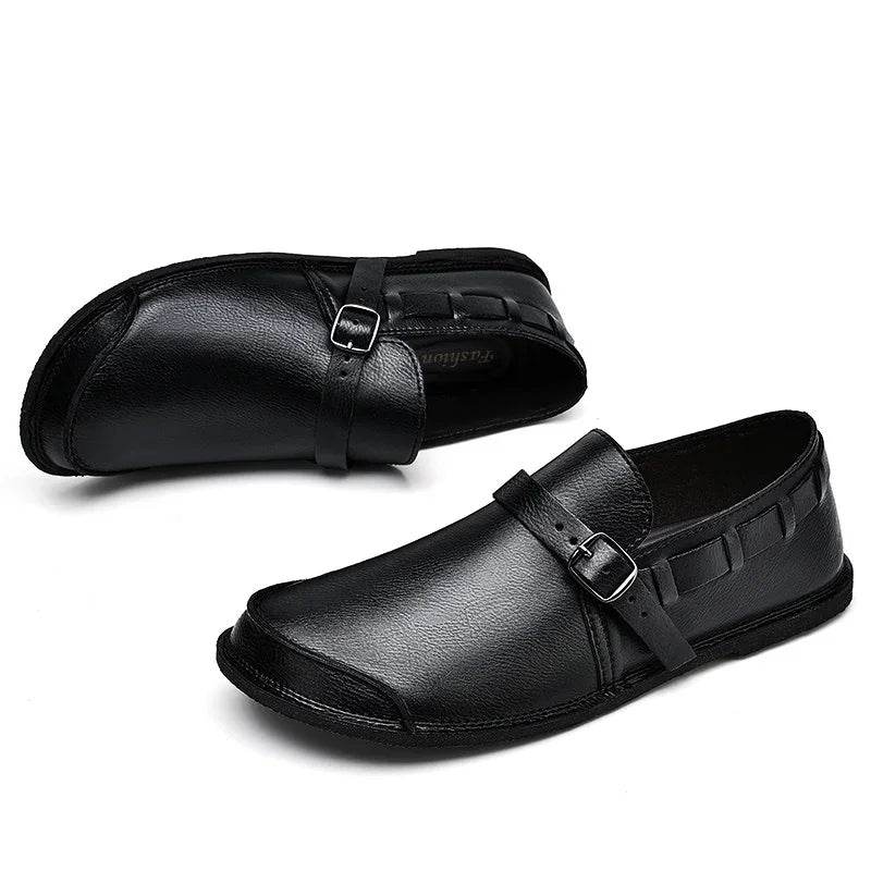 British Style Men Loafers Male Comfortable Dress Genuine Leather Men Casual Flats Non-Slip Mens Moccasins Classic Slip on Shoes - Touchy Style