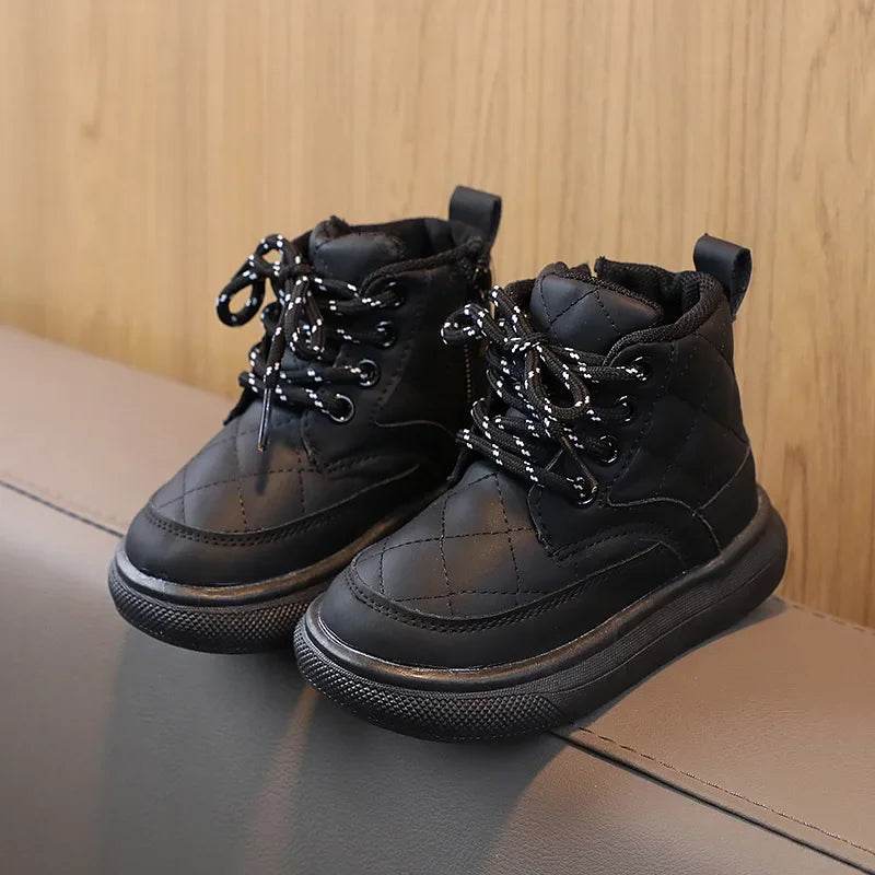 2024 Fashion Plaid Autumn Baby Girl Shoes Boys Ankle Boots Flexible Thick Bottom Children Snow Boots New Kids Winter Shoe G06253 - Touchy Style