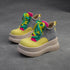 Spring New Genuine Leather Flat Platform Shoes Mixed Colors Thick Sole Shoes For Casual Sneakers Women&