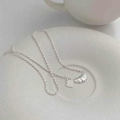 PANJBJ 925 Sterling Silver Croissant Necklace For Women Bead Bread Design Versatile Amusing Ins Sweet Jewelry Dropshipping - Touchy Style