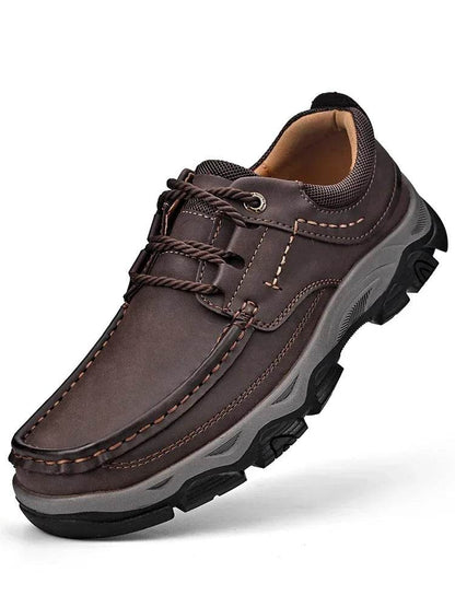 Handmade Leather Casual Mens Shoes Antiskid Man Loafers Comfort Walking Shoes All-match Men Treking Flats Hot Sale Hiking Shoes