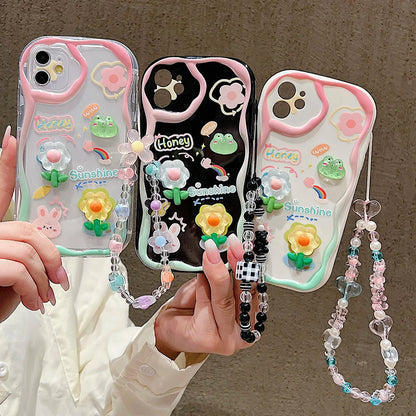 حافظات هواتف لطيفة لهاتف iPhone 7 و8 وXR وX وXS Max و11 و12 و13 و14 و15 Pro Max - غطاء ناعم مزين بنقشة زهور ثلاثية الأبعاد - TSP430