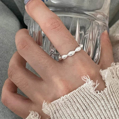 PANJBJ 925 Sterling Silve Frosting Wide Ring for Women Gift Irregular Stars Texture Design Versatile Trend Jewelry Dropshipping - Touchy Style