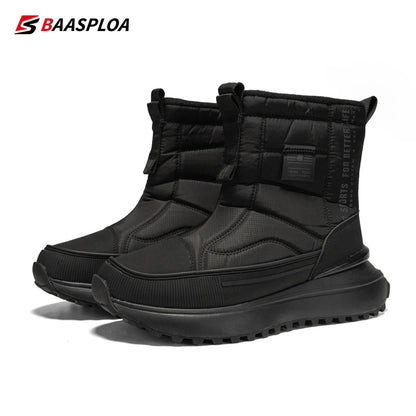 Baasploa Women Winter Snow Boots Leather Waterproof Ankle Boots for Men Fashion Plush Warm Walking Shoe Anti Slip Wear-Resistant - Touchy Style