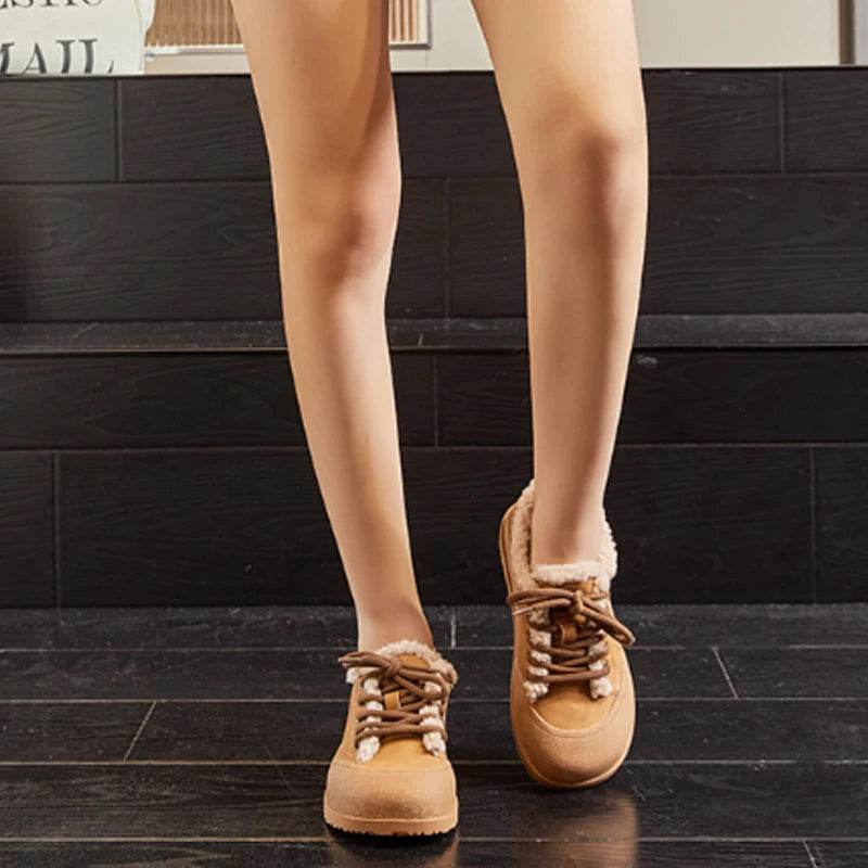 JOZHAMTA 2025 News Women Ankle Boots Kid Suede Snow Boots Warm Wool Short Sneakers Winter Low Heel Shoes Size 35-40 - Touchy Style