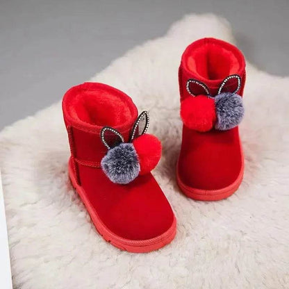 Hairball Boots Little Girls Furry Winter Boots Warm Fur Hot Sale Shoes for Girl Rabbit Ears Baby Snow Boots Kids Footwear H08181 - Touchy Style
