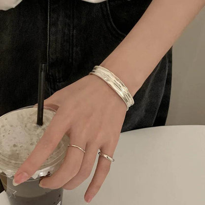 Bracelet Charm Jewelry - Silver Color Geometry Matte Finish - B3510 - Touchy Style