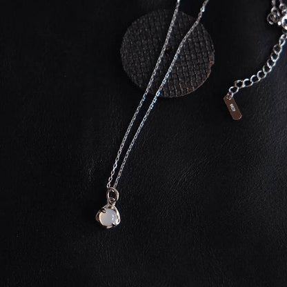 925 Sterling Silver Necklace Charm Jewelry - Geometry Jade - Round Simple Pattern - N2390 - Touchy Style