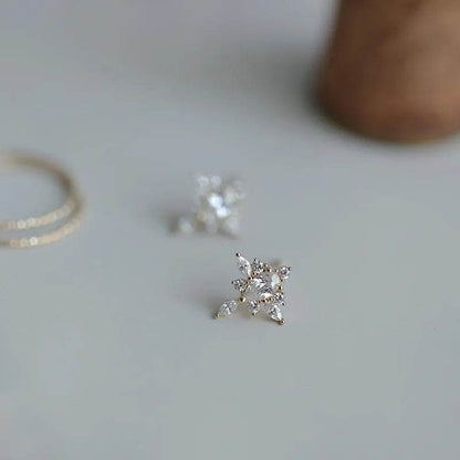 925 Sterling Silver Plated 14K Gold Delicate Vintage Zircon Stud Earrings For Women Party Jewelry Gifts - Touchy Style