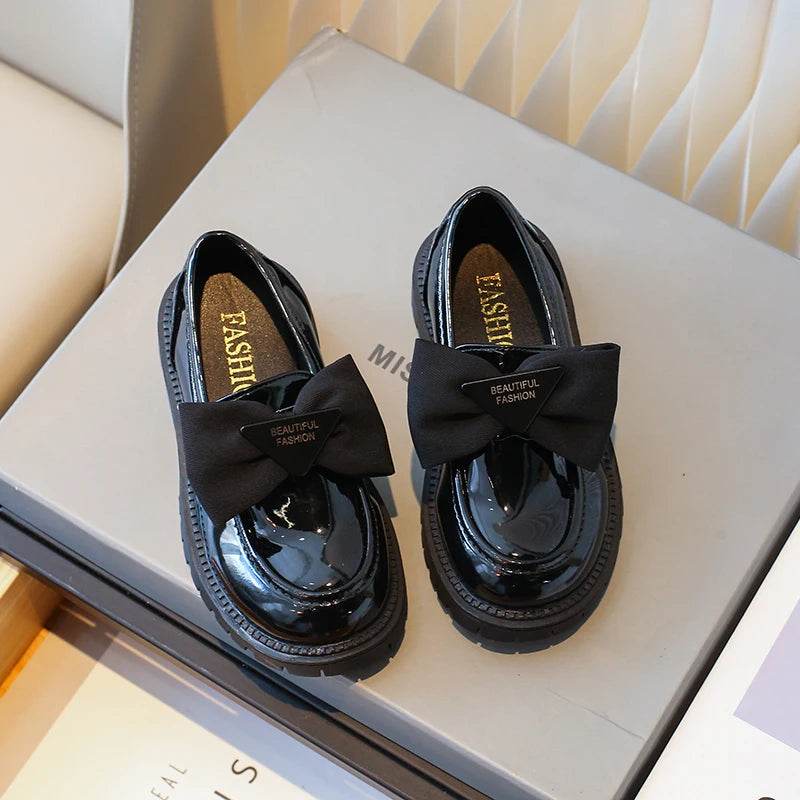 Kids Loafers Black Bow Versatile 2023 Breatheable Slip-on Simple Children Fashion Leather Shoes Cute Sweet Princess Casual Shoes - Touchy Style