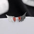 PANJBJ 925 Sterling Silver Red Zircon Studs Earring For Women Neo-Gothic Punk Wing Feather Angel Devil Jewelry Gift Dropshipping - Touchy Style