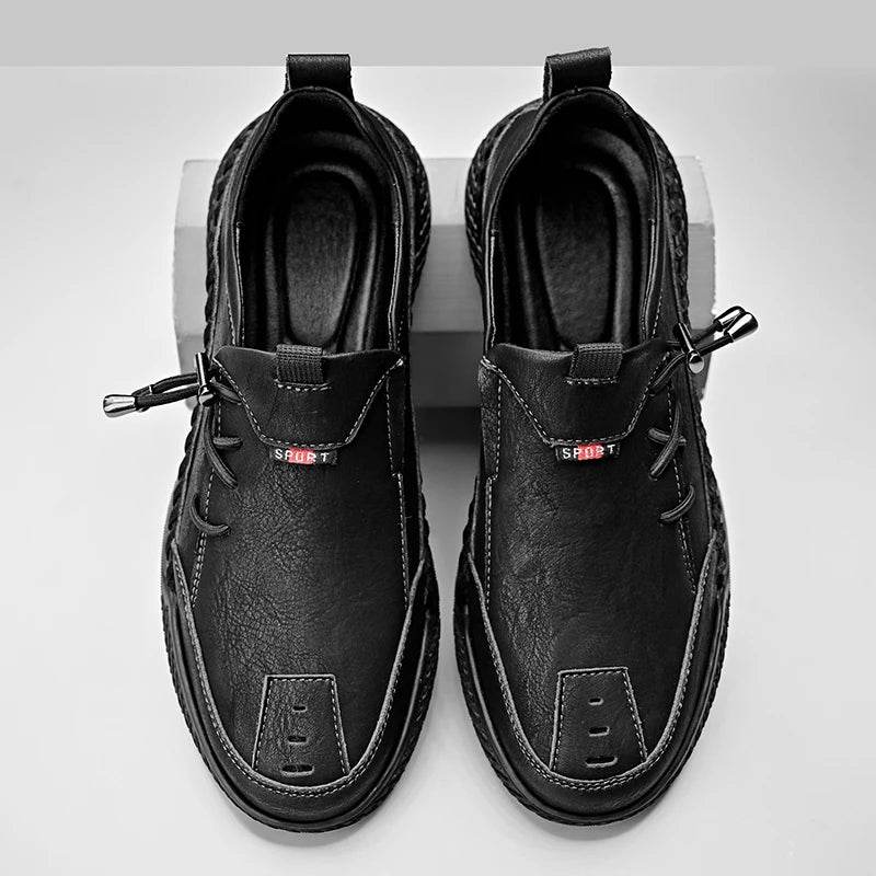 Fashion Leather Men Casual Shoes Hand-stitching Soft Mens Loafers Comfy Moccasins Breathable Slip on Driving Shoes Treking Flats - Touchy Style