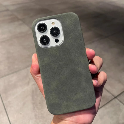 Phone Case For iPhone 16 15 14 13 12 11 Pro Max Plus Suede Leather Cases Matte Silicone Soft Shockproof Cover Fashion