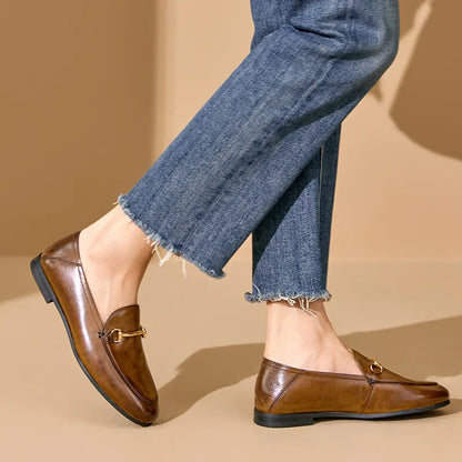 BEAUTODAY Dress Shoes Women Loafers Cow Leather Sheepskin Rubber Formal Business Suit Ladies 2024 Spring Autumn Handmade 27171