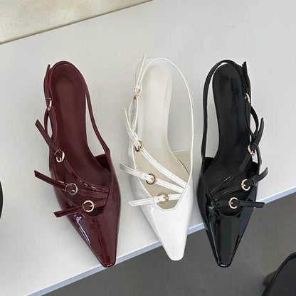 Eilyken Designer Narrow Band Buckle Strap Pumps Women Sexy Pointed Toe Thin Heels Wedding Banquet Dress Mule Ladies Shoes - Touchy Style