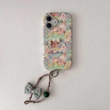 Cute Phone Cases For iPhone 16, 15, 14, 13 Pro Max - Vintage Oil Painting Animal Picnic in Garden - Electroplated Chic Cover - PC5330 - Touchy Style