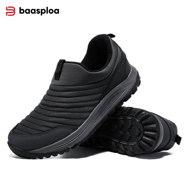 Baasploa Men Cotton Shoes Waterproof Casual Sneakers Male Slip-On Plush Warm Winter Shoes Anti Slip Wear-Resistant New Arrival - Touchy Style