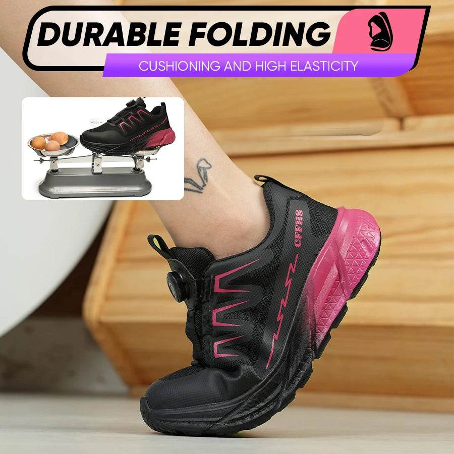 Rotating Buttons Work Safety Shoes For Women Men Steel Toe Shoes Puncture-Proof Women Work Sneakers Lightweight Protective Shoes - Touchy Style