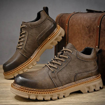 New Genuine Leather Men Boots Cow Leather Upper Durable Sole Lace up Autumn Winter Boots Daily Leisure Outdoor Shoes For Man - Touchy Style