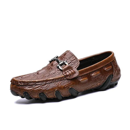 Men Casual Shoes Genuine Leather Crocodile Style Luxury Brand Mens Loafers Moccasins Slip on Black Driving Shoes Plus Size 38-47 - Touchy Style
