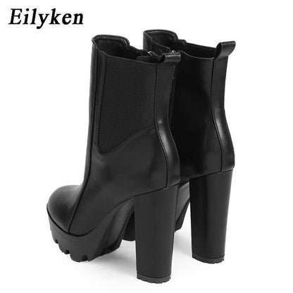 High Quality High Heels Ankle Boots Fashion Women Thick Platform Autumn Winter Slip On Ladies Street Style Shoes Mujer - Touchy Style
