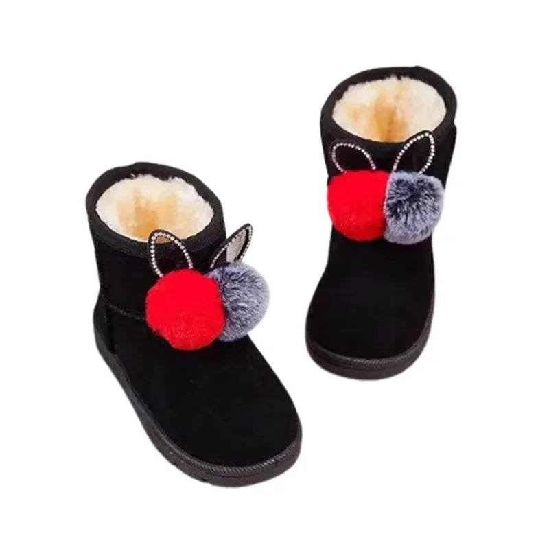 Hairball Boots Little Girls Furry Winter Boots Warm Fur Hot Sale Shoes for Girl Rabbit Ears Baby Snow Boots Kids Footwear H08181 - Touchy Style