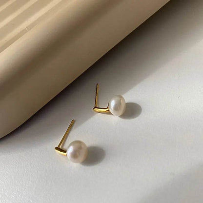 925 Sterling Silver French Exquisite Natural Freshwater Pearl Earrings for Women Temperament Wedding Party Jewelry Accessories - Touchy Style