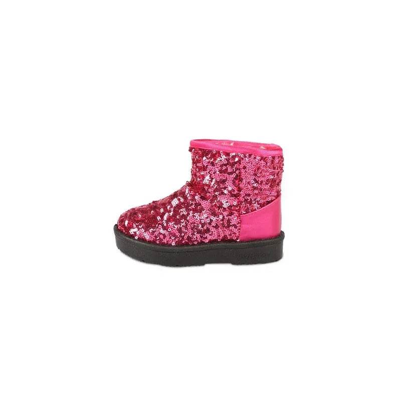 Comfortable Children Snow Boots for Girls Furry Overshoes Winter Keep Warm Soft Platform Boots Kids New Bling Party Shoes H07073 - Touchy Style