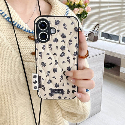 Cute Phone Cases for iPhone 16, 15, 14, 13 Pro Max - Winter Vibe Cotton Stuffed Black Roses Pattern - Chic Back Cover - PC1320 - Touchy Style