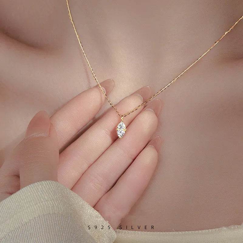 925 Sterling Silver Simple Water Drop Zircon Pendant Necklace for Women High Quality Exquisite Wedding Jewelry Accessories - Touchy Style