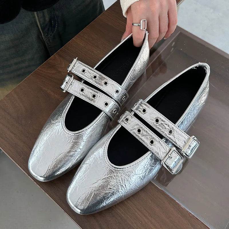 Female Footwear Round Toe Luxury Women Flats Mary Janes Shoes Shallow Fashion Buckle Strap Ladies Ballet Flats Shoes - Touchy Style