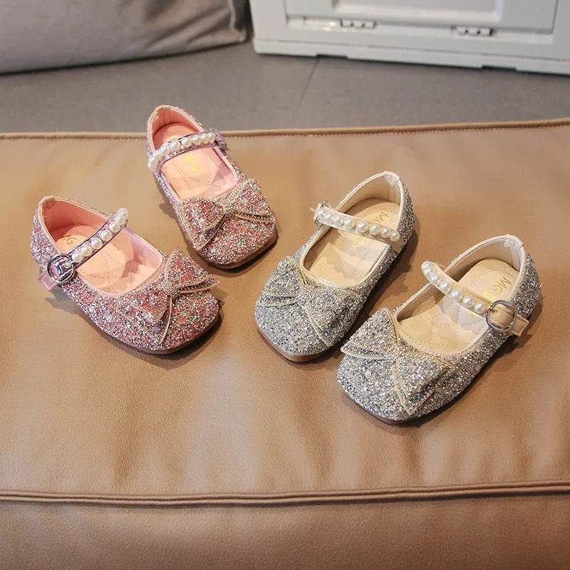 Fashion Little Girl Runway Performance Catwalk Shoes Student Wedding Party Rhinestone Sparkling Princess Leather Shoes F12302 - Touchy Style