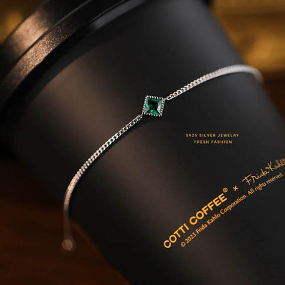 Real 925 Sterling Silver Fashion Vintage Green CZ Bracelet For Women Wedding Party Fine Jewelry - Touchy Style