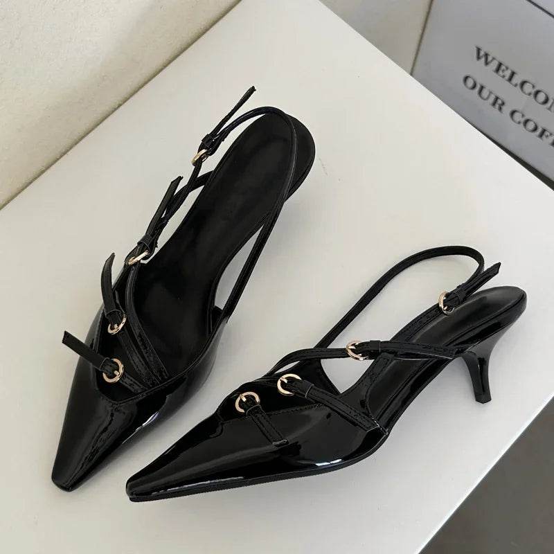 Eilyken Designer Narrow Band Buckle Strap Pumps Women Sexy Pointed Toe Thin Heels Wedding Banquet Dress Mule Ladies Shoes - Touchy Style